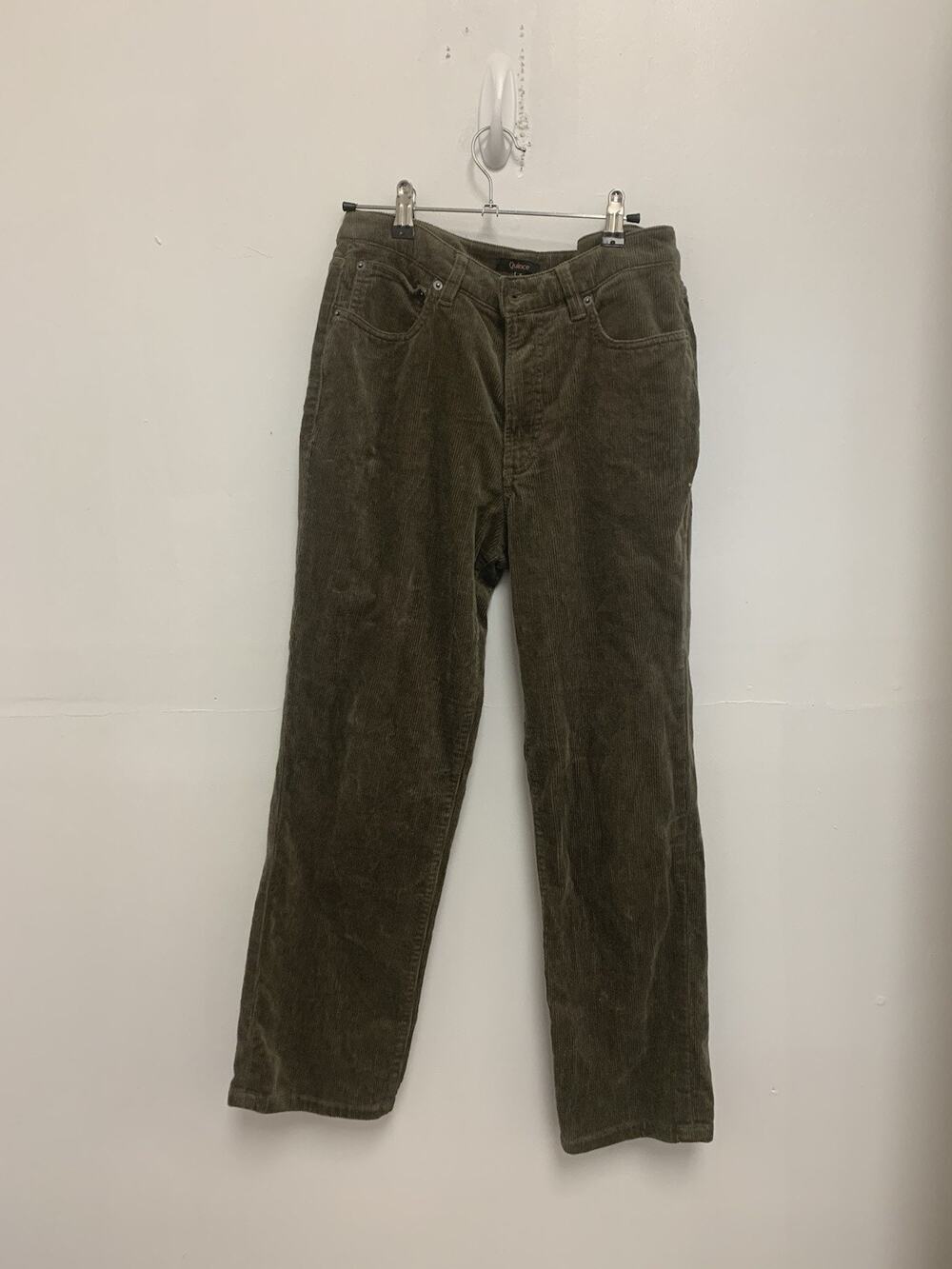 Quince Pants Womens 6 Green Corduroy Straight Leg Organic Stretch Casual